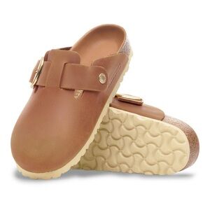 Birkenstock men’s big buckle Boston in oiled leather cognac - 15 Reg
